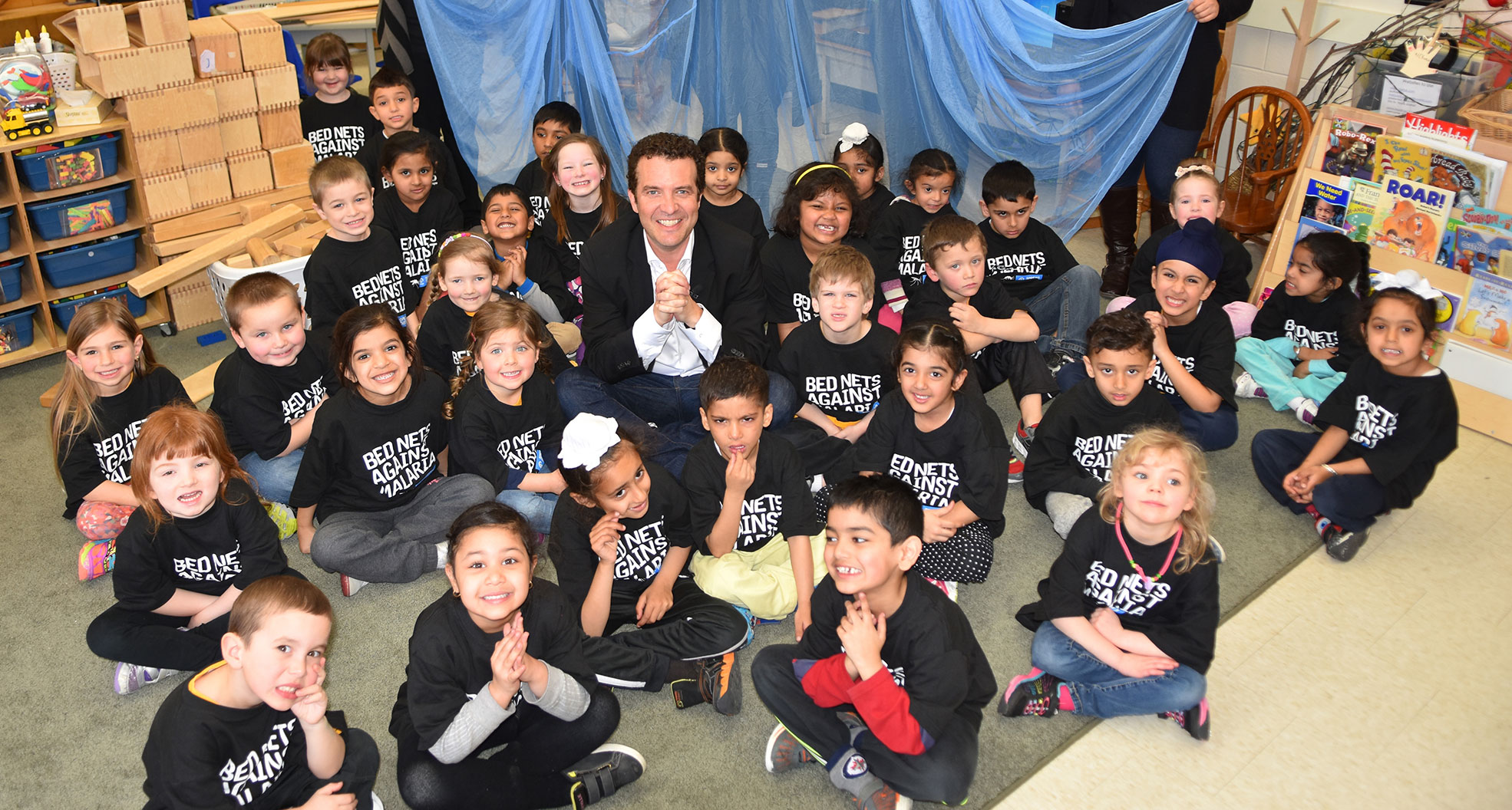 Rick Mercer with students from Macville Public School in Caledon, Ontario, Rick Mercer Report, CBC Television 
