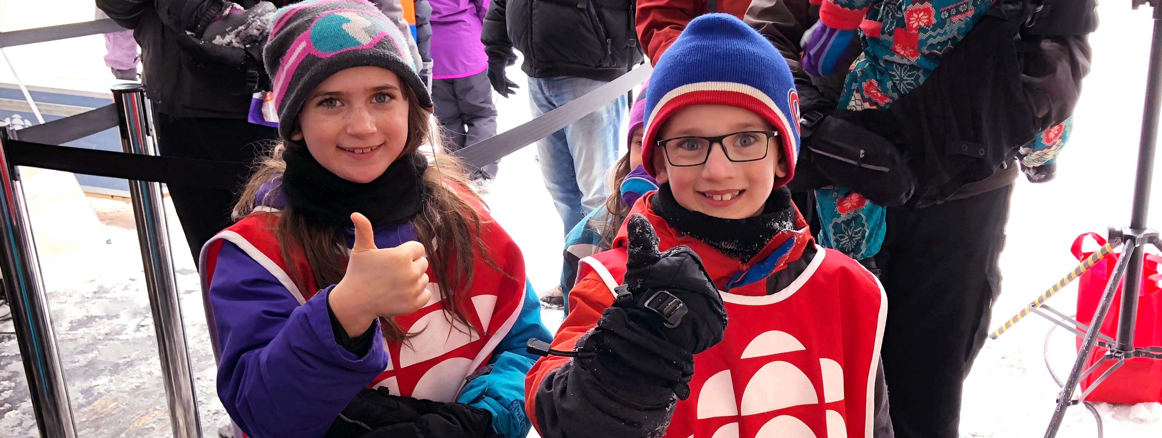Kids at the CBC/Radio-Canada PyeongChang 2018 Olympic viewing station in Ottawa.