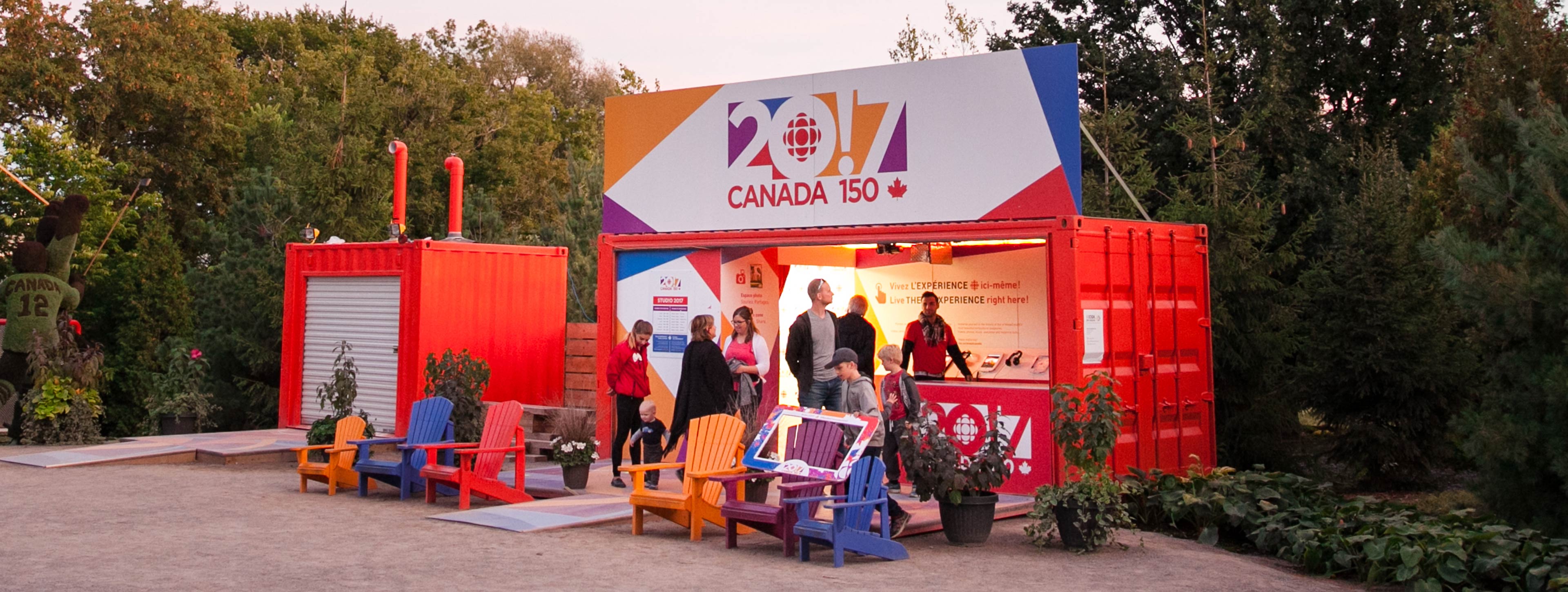 CBC/Radio-Canada's 2017 booth at MosaiCanada in Gatineau, QC.