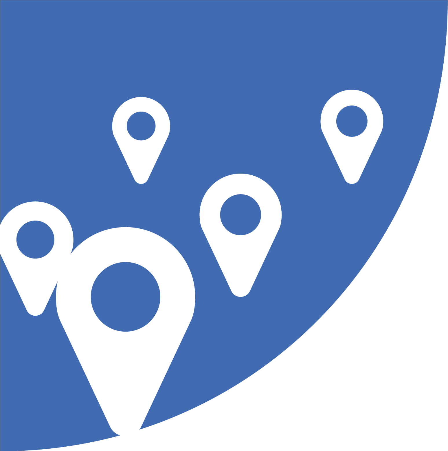 Blue shape with location pins